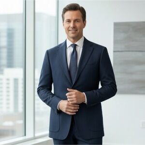 Ben Silver Charleston Mens Sport Coat Blazer 100% Wool Canada Old Money Blue 44T